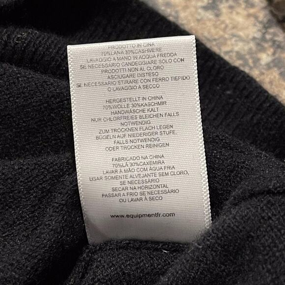 Equipment Sweater Pearl Wool Cashmere Quiet Luxury Preppy Old Money Black Small - Picture 6 of 7